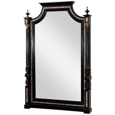 Black Makart Mirror with Mother of Pearl Inlays, Austria, circa 1880	