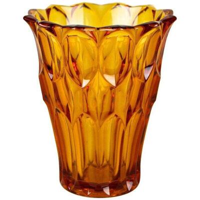 Art Deco Glass Vase Amber Colored, Austria, circa 1920
