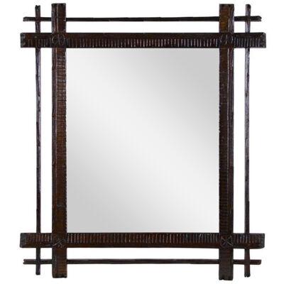 Rustic Black Forest Wall Mirror Hand Carved, Austria, circa 1880