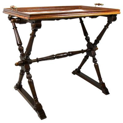 Baroque Revival Table with Removable Tray Nut Wood, Austria, circa 1870