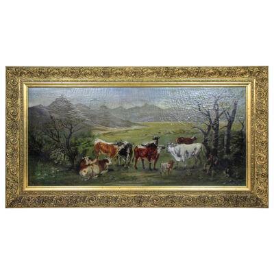Oil on Canvas "In The Countryside" Signed by Carl Schild, Austria, Dated 1899