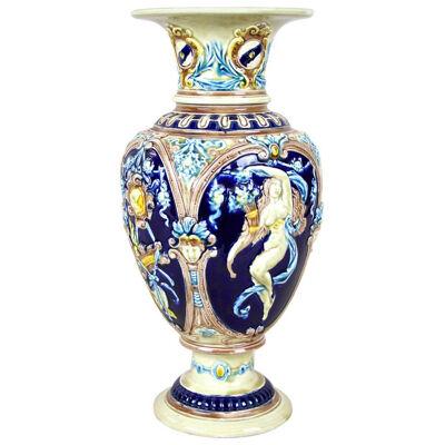 Majolica Amphora Vase by Schuetz Cilli, Slovenia, circa 1900