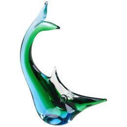 Mid Century Murano Glass Fish In Blue/ Green Tones , Glass Art - Italy ca. 1970