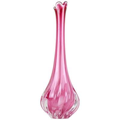 Pink Long Neck Murano Glass Vase, 20th Century, Italy circa 1970