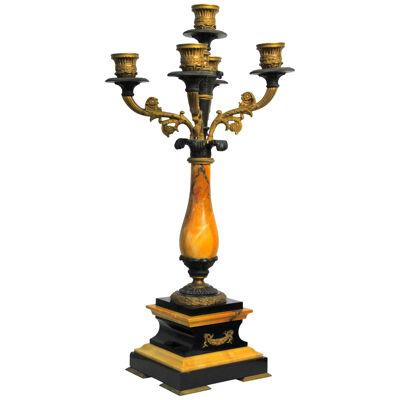 French Candelabra with Black and Yellow Marble Empire Style, France, circa 1850
