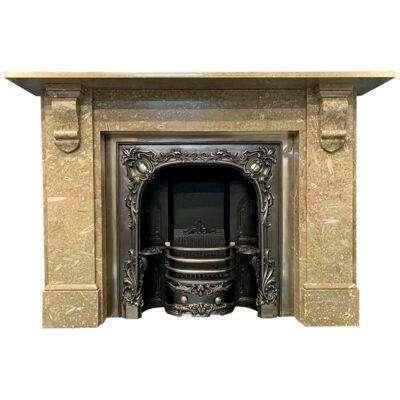 19th Century British Swaledale Marble Corbelled Fireplace Surround