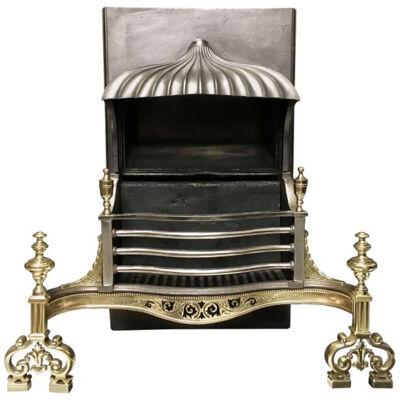 Antique Victorian 19th Century Neoclassical Style Hooded Fire Grate Basket
