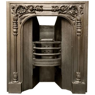 Early Scottish 19th Century Victorian Cast Iron Fireplace Insert