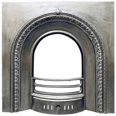 19th Century Victorian Arched Cast Iron Fireplace Insert.