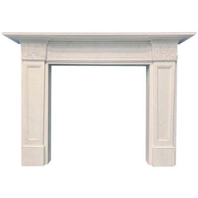 Large Egyptian Revival Manner Statuary Marble Fireplace Surround