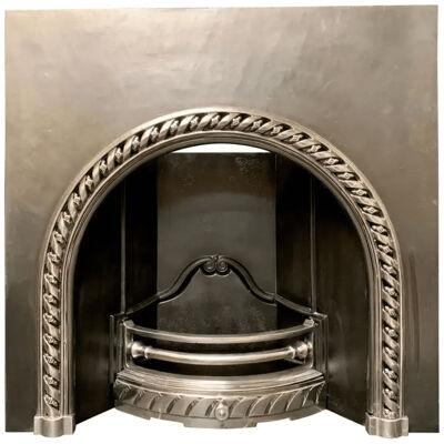 19th Century Victorian Style Arched Highlighted Cast Iron Fireplace Insert