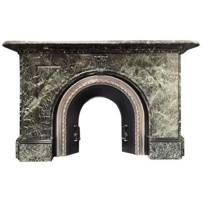 Large 19th Century Arched Verde Antico Marble Fireplace Surround