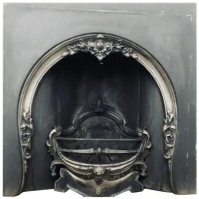 Large Cast Iron Victorian Manner Horseshoe Fireplace Insert