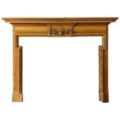 Scottish Late Victorian Carved Pine Fireplace Surround