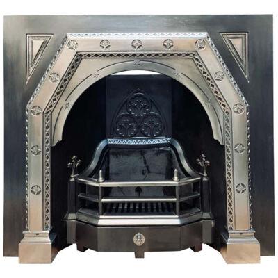 19th Century Scottish Aesthetic Movement Polished Cast Iron Fireplace Insert