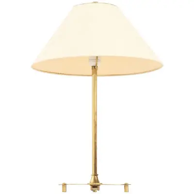 Table Lamp in Brass and Original Lamp Shade by Josef Frank, 1960's Svenskt Tenn