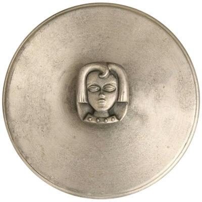Hand mirror in Pewter, 1940's
