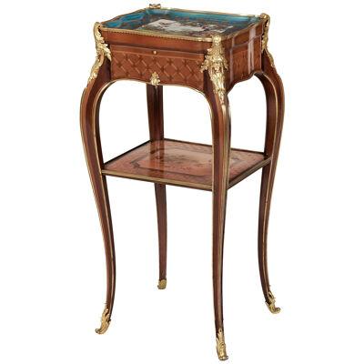 French Porcelain-Mounted Side Table