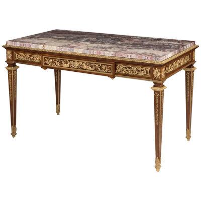 Rare Louis XVI Style Gilt Bronze Mounted Marble Top Centre Table