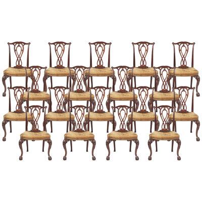 Rare Large Set of 18 Dining Chairs in the Early Georgian Manner