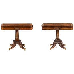 Pair of Regency Brass Inlaid Card Tables