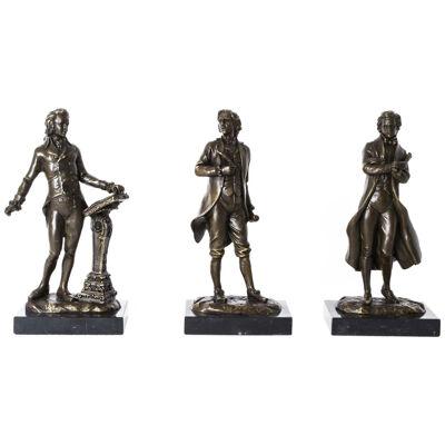 Stunning Set Bronze Sculptures Chopin Mozart Beethoven