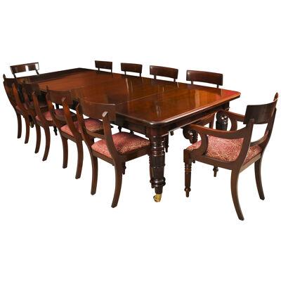 Antique Flame Mahogany Extending Dining Table & 10 Chairs C1830 19th C