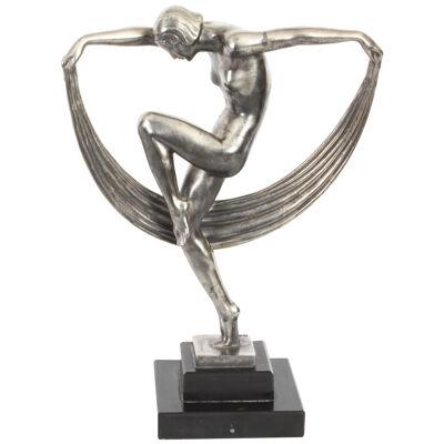 Antique Art Deco Bronze Sculpture of a Dancer Max le Verrier Paris C1930