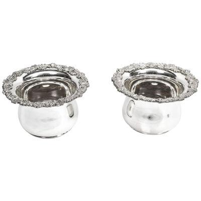 Pair Sheffield Silver Plated English Wine Coasters