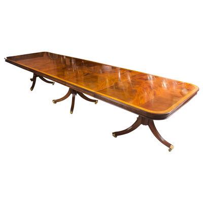 Regency Style 14ft Bespoke Dining Table Inlaid Flame Mahogany