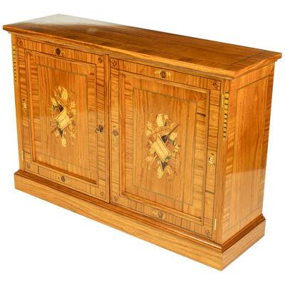 Bespoke Satinwood & Marquetry Inlaid Pier Side Cabinet
