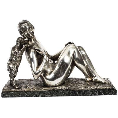 Antique Art Deco Silvered Bronze by Germaine Oury Desruelles Circa 1920