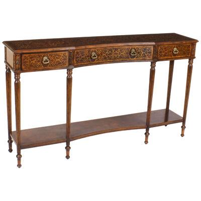 Vintage William & Mary Revival Walnut Marquetry Console Table 20th C
