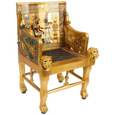 Vintage life size Giltwood copy of Tutankamun's Golden Throne Mid 20th Century