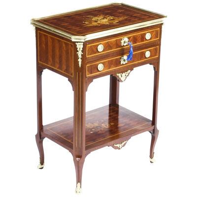 Antique French Parquetry & Marquetry Table en Chiffonière Work Table 19th C