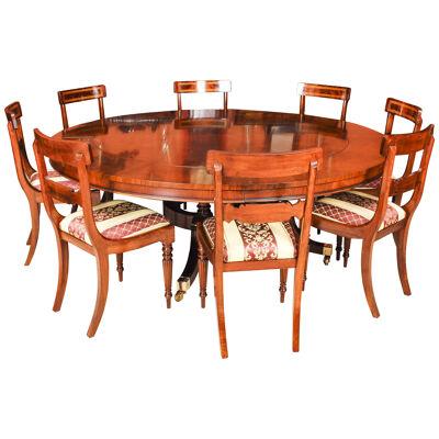 Bespoke 7ft Regency Flame Mahogany Jupe Dining Table & 8 chairs 21st C