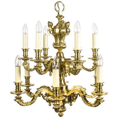 Antique French Louis XIV Style twelve branch ormolu chandelier C1900