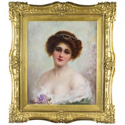 Antique Oil on Canvas Portrait Painting by William Joseph Carroll dated 1911