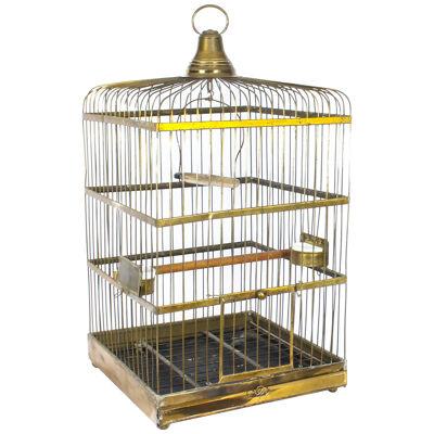 Antique Victorian French Brass Parrot's Cage Bird Cage C1880