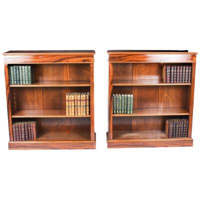 Bespoke Pair Mid Century Modernist Revival Low Rosewood Open Bookcases