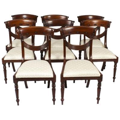 Vintage Set 8 Regency Revival Swag back Dining Chairs 20th Century