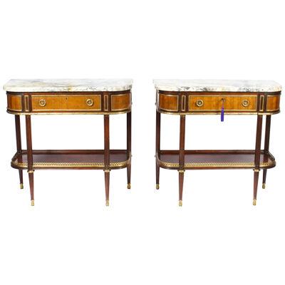 Antique Pair French Ormolu Mounted Console Side Tables 19th C C1880