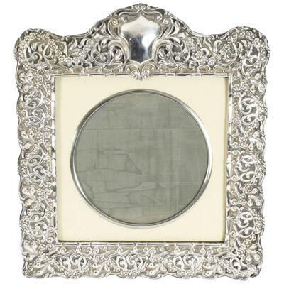 Antique Large Edwardian Sterling Silver Photo Frame dated 1902 32x28cm