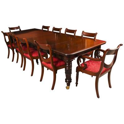 Antique Flame Mahogany Extending Dining Table C1830 & 10 chairs