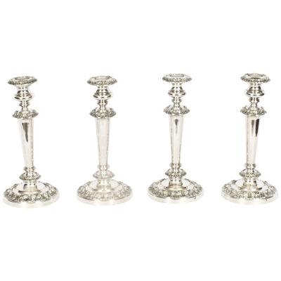 Antique Set 4 Old Sheffield Silver Plated Candlesticks C1820 19th Century