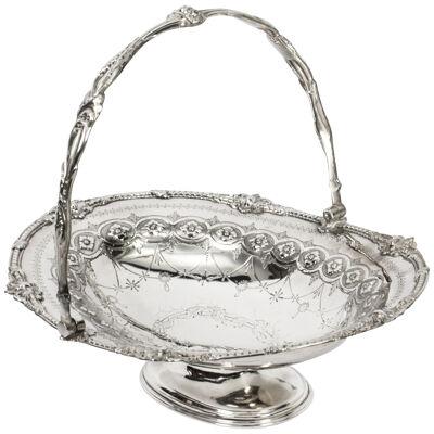 Antique Silver Plated Fruit Basket By Henry Atkins & Co 19th C