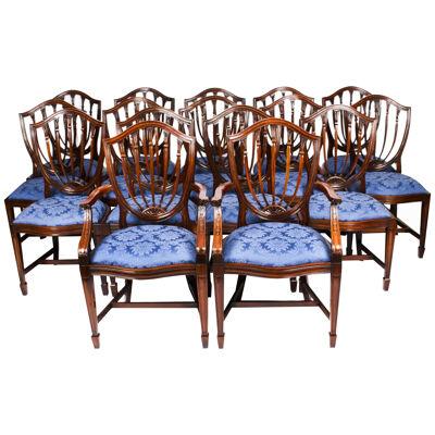 Bespoke Set 18 English Hepplewhite Revival Dining Chairs 20th Century