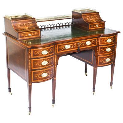 Antique Marquetry Inlaid Desk Writing table by Edwards & Roberts c.1880