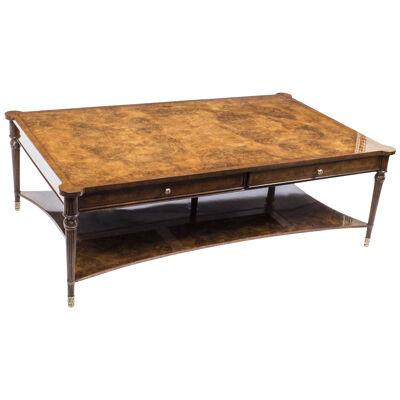 Bespoke Contemporary Burr Walnut Coffee Table With Two Drawers