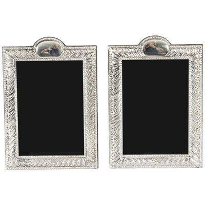 Vintage Pair Neo-classical Sterling Silver Photo Frames by Harry Frane